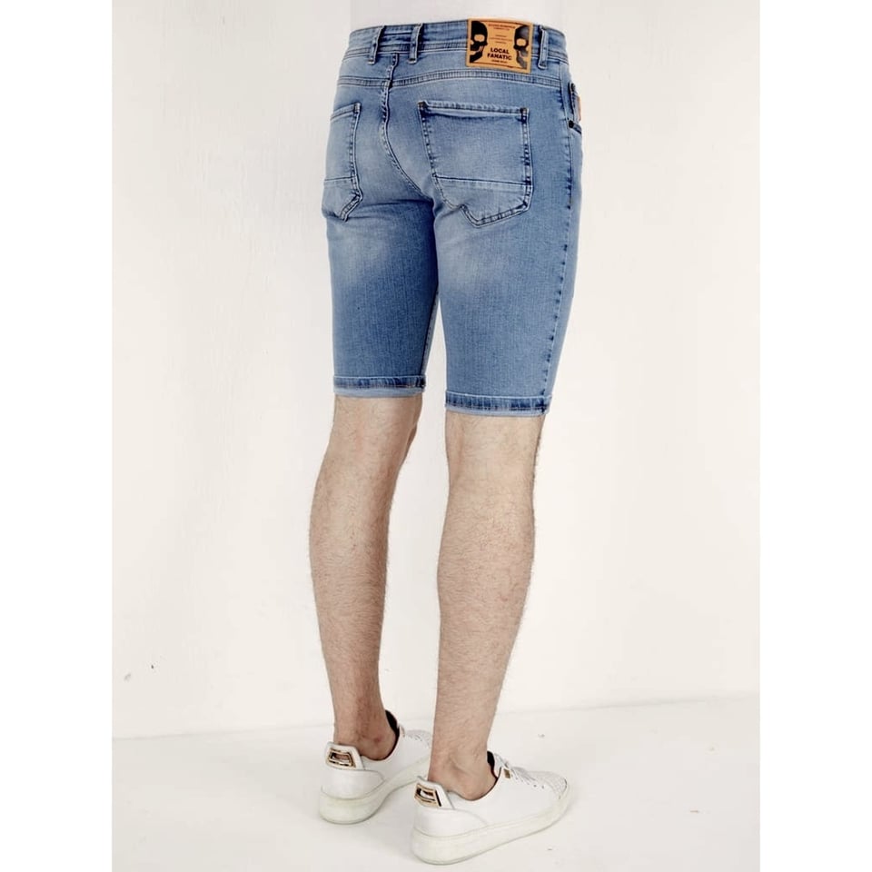Exclusieve Skinny Jeans Short Heren - 1040 - Blauw