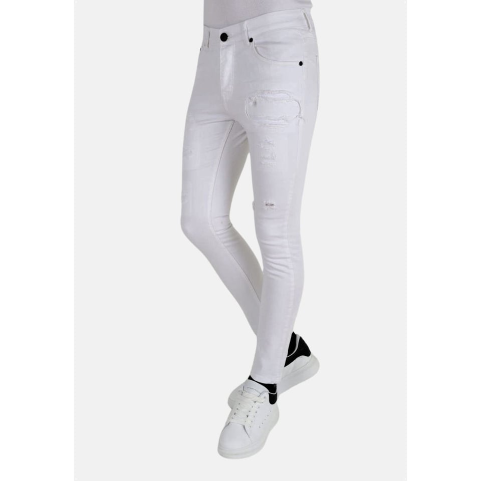 Witte Ripped Jeans Voor Heren Slim Fit -DP106