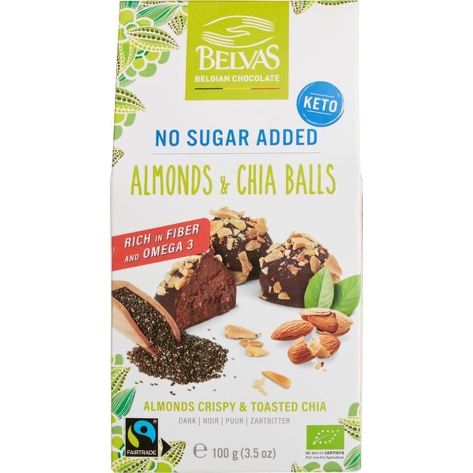 Belvas Chocolade Balls Amandel & Chia 100g