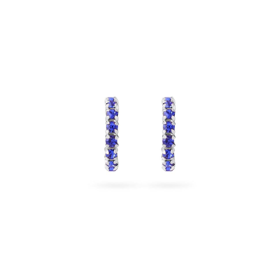 Sapphire Stud Hoop Earrings 925 Sliver - Sapphire / 925 Sterling Silver / 10mm
