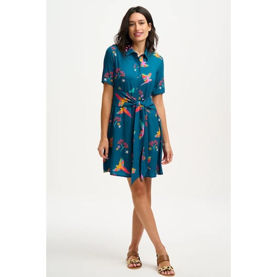 SUGARHILL Dessie Shirt Dress Rainbow Parrots