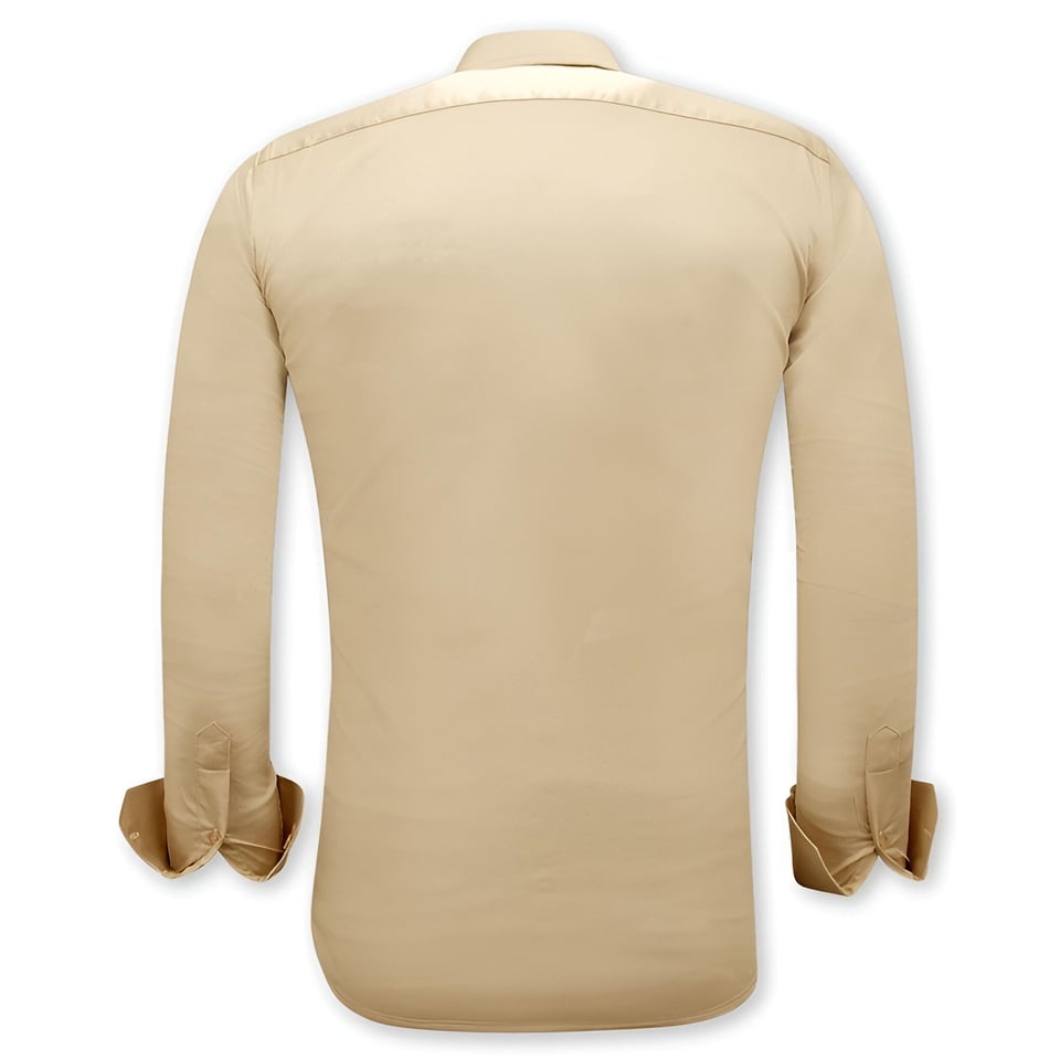 Luxe Blanco Moderne Satijn Overhemd - Slim Fit - 3070 - Beige