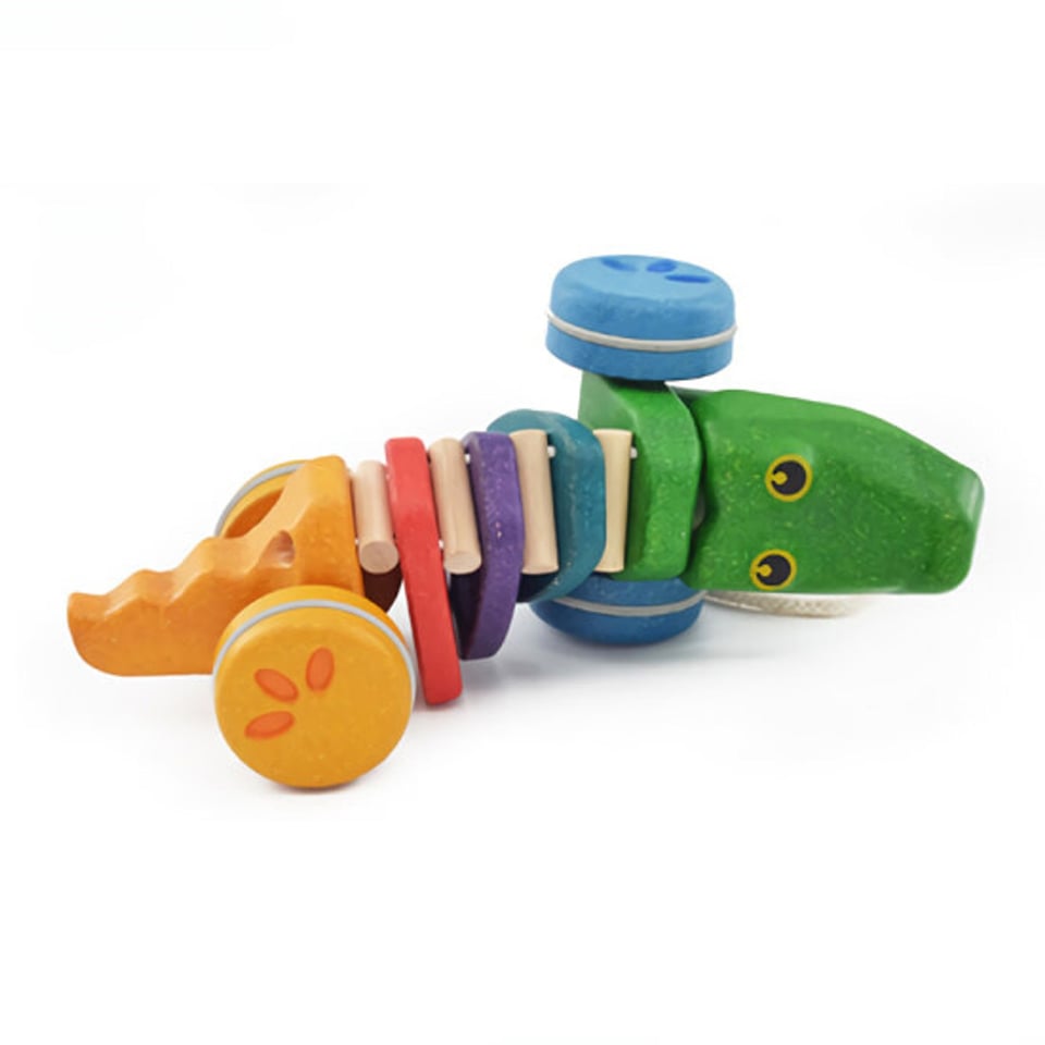 Plan Toys Houten Trekfiguur Dancing Alligator Rainbow 1+