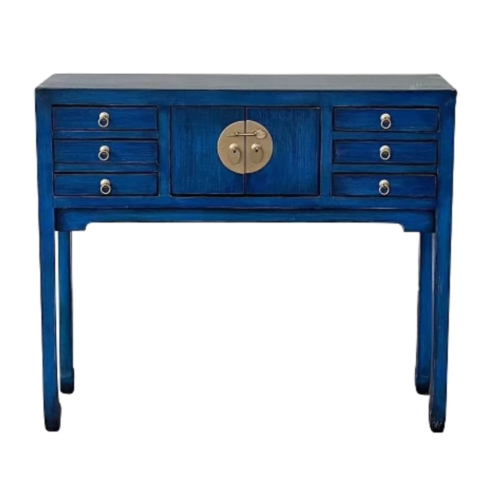 Tafel & Ladekast Dynasty Vintage Blauw Goud Hout 100x26x87cm
