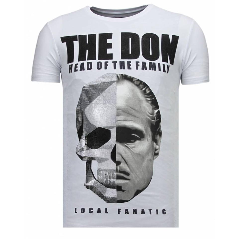 The Don Skull - Rhinestone T-Shirt - Wit