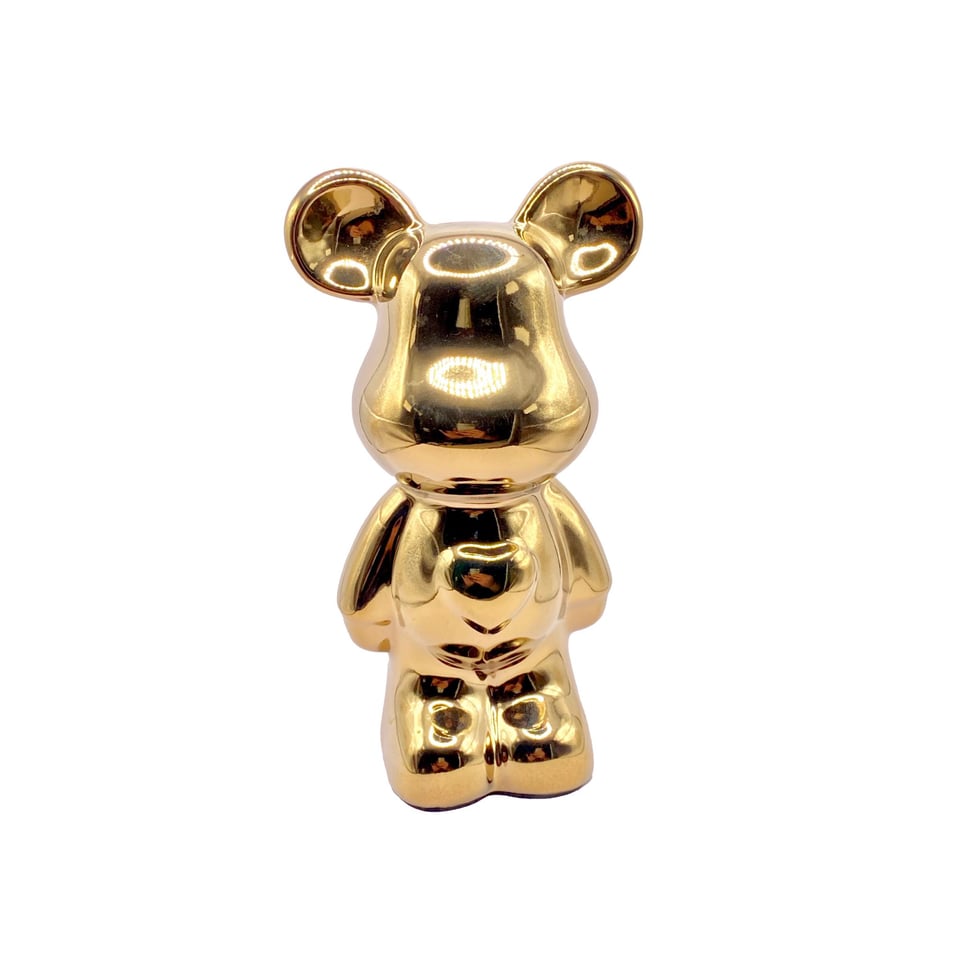 Beeld Design Teddy Beer Glans Goud Keramiek 18cm