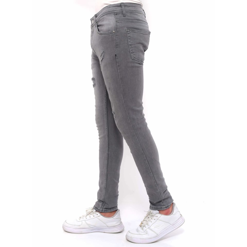 Heren Broek Met Gaten Slim Fit -DC-055- Grijs