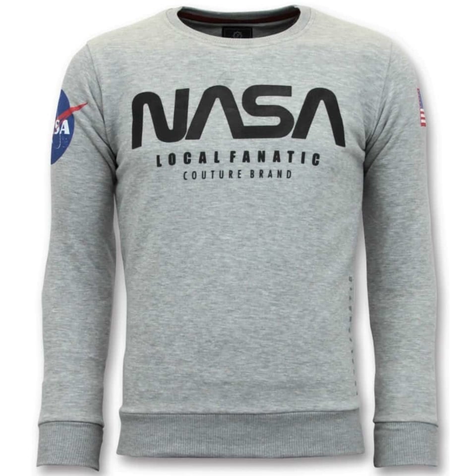 Exclusieve Sweater Heren - Nasa American Flag - Grijs