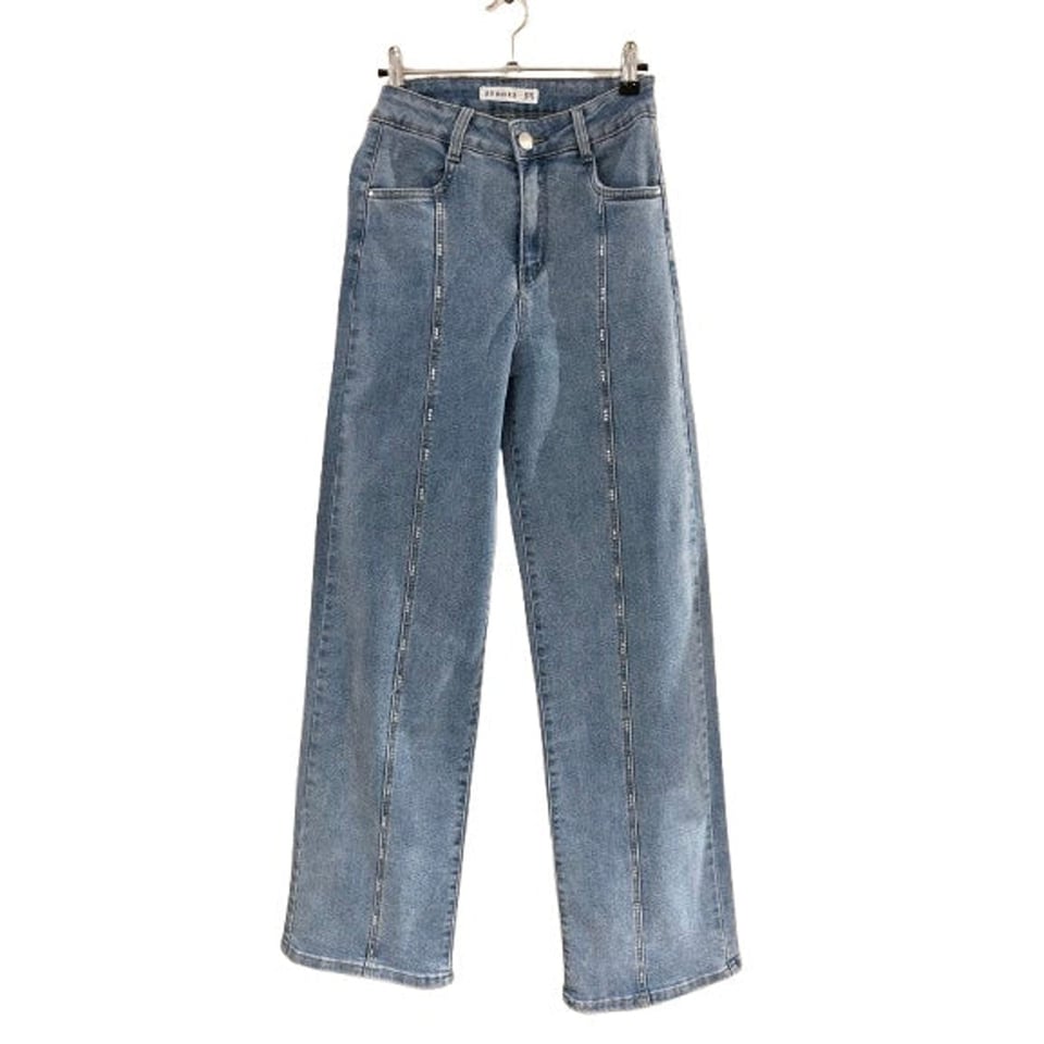 Stretch demin met steentjes / Blue