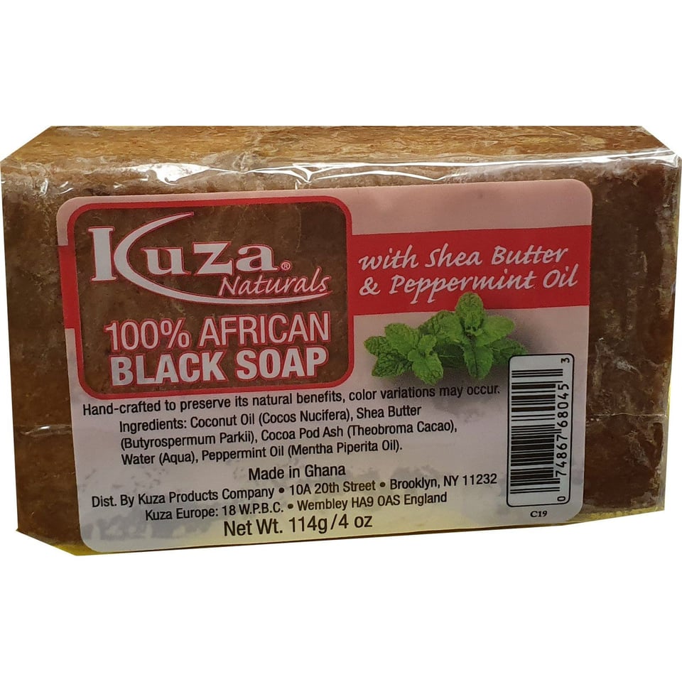 African Black Soap - Kuza Natural African Black Soap Shea Butter Peppermunt Oil 114 g