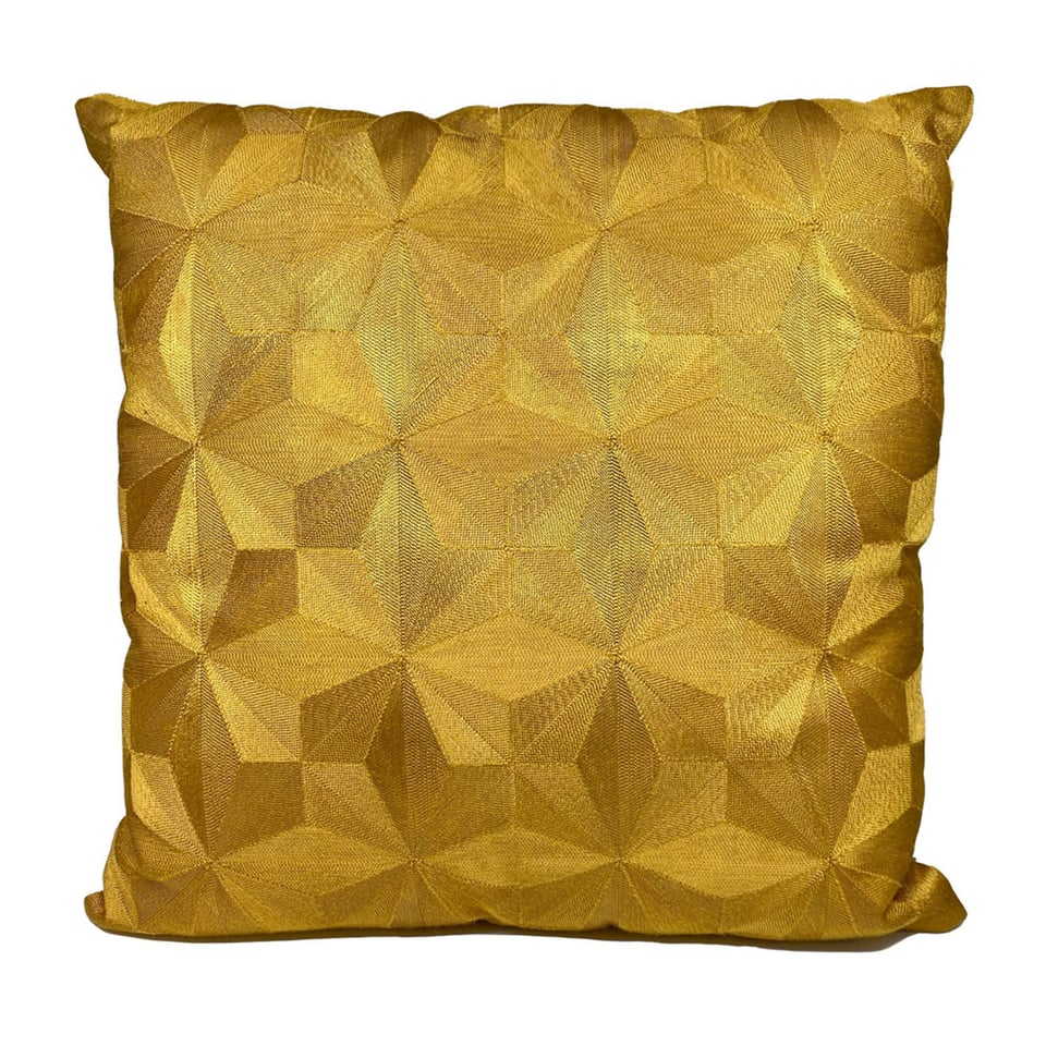 Sierkussen Gouden Ruiten Geweven 50x50cm