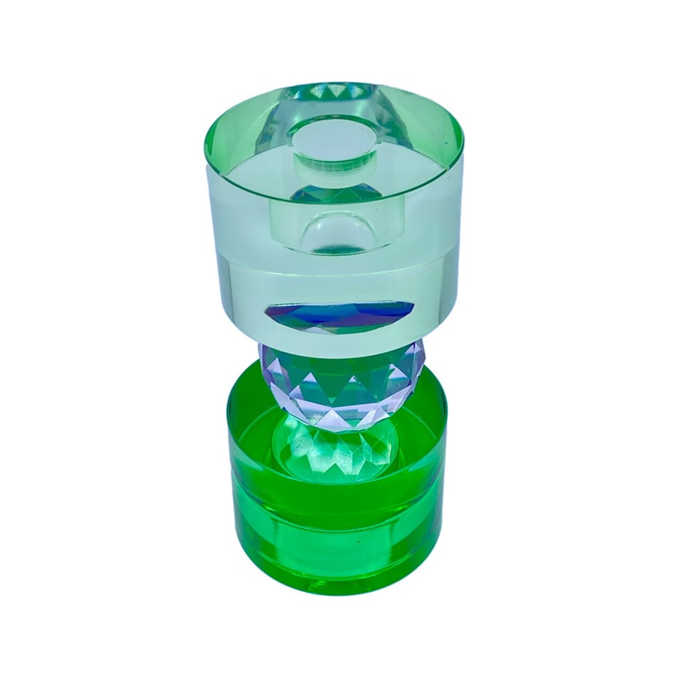 Kandelaar Votief Jade-Lila-Groen Kristal Glas 7x14cm