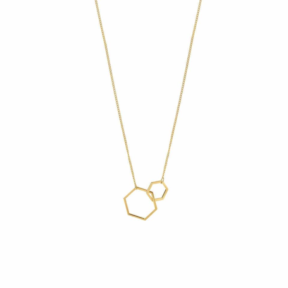 Rose Gold Plated Necklace with Double Hexagon