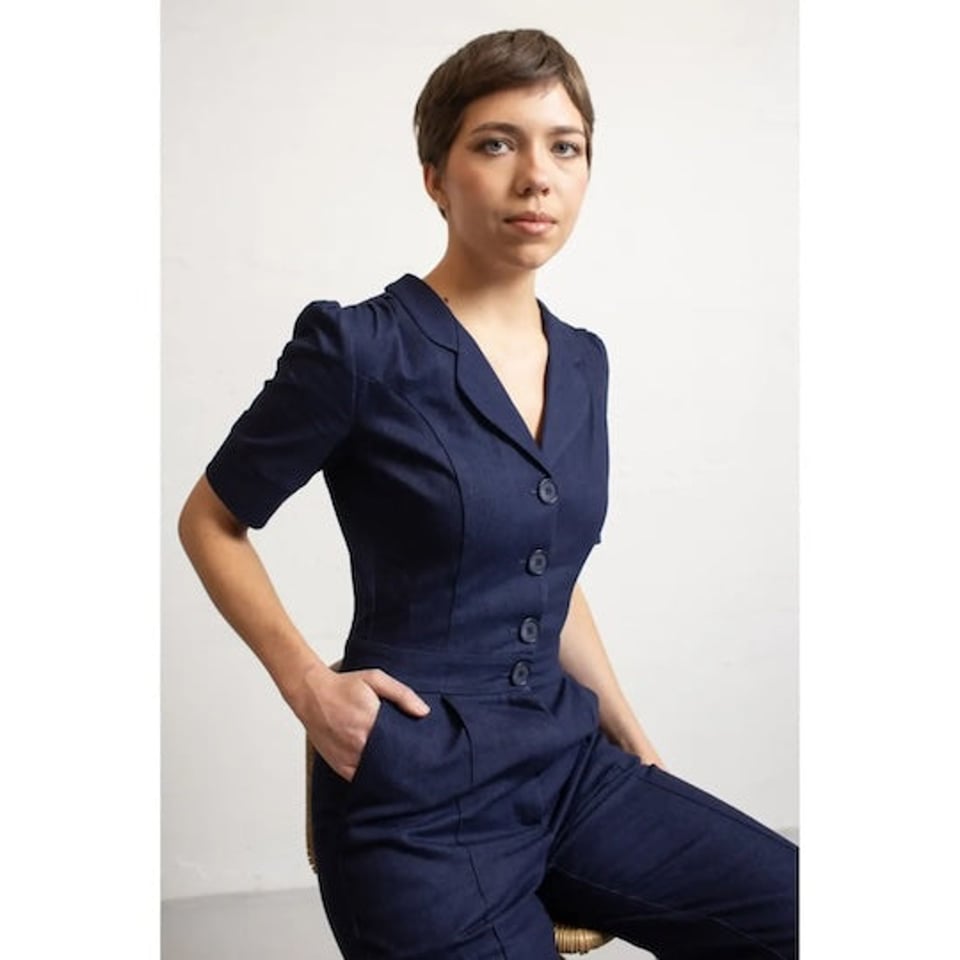 VERY CHERRY Classic Jumpsuit Delfino Dark Denim