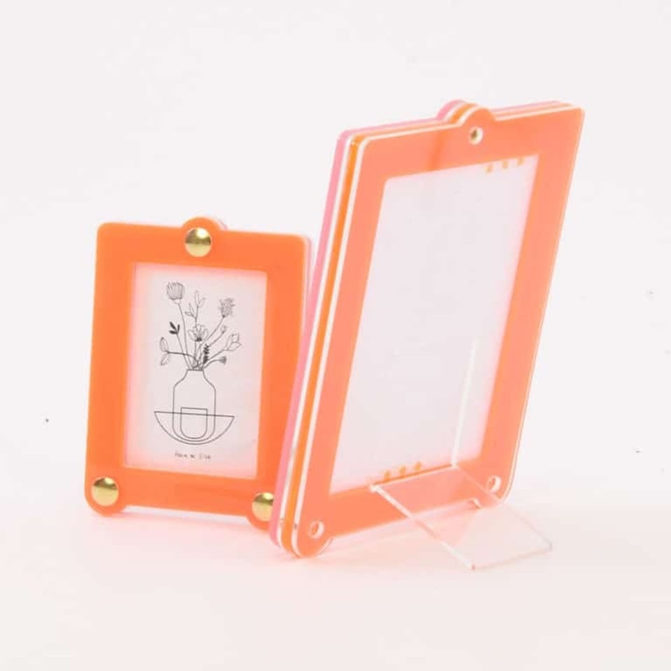 Omwisselbaar Fotolijstje Staand Vierkant S Neon Oranje/Roze