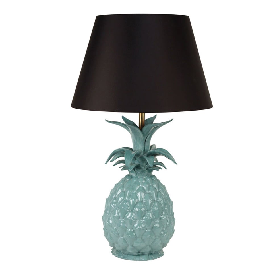 Tafel Lamp Voet Ananas Turquoise Porselein 22x54cm