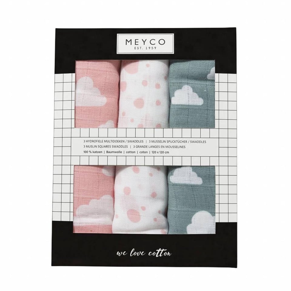 Meyco Swaddle Hydrofiel 3 Pack Clouds