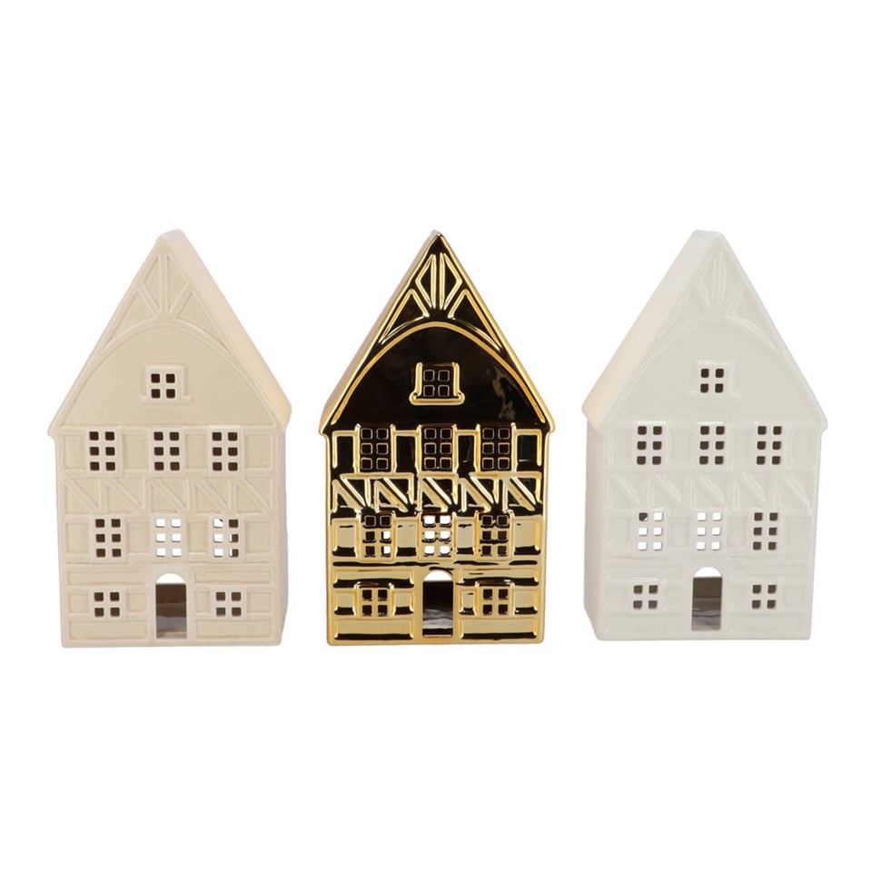 Waxinelicht Huisje Jolie Keramiek 15x26cm 3 Kleuren