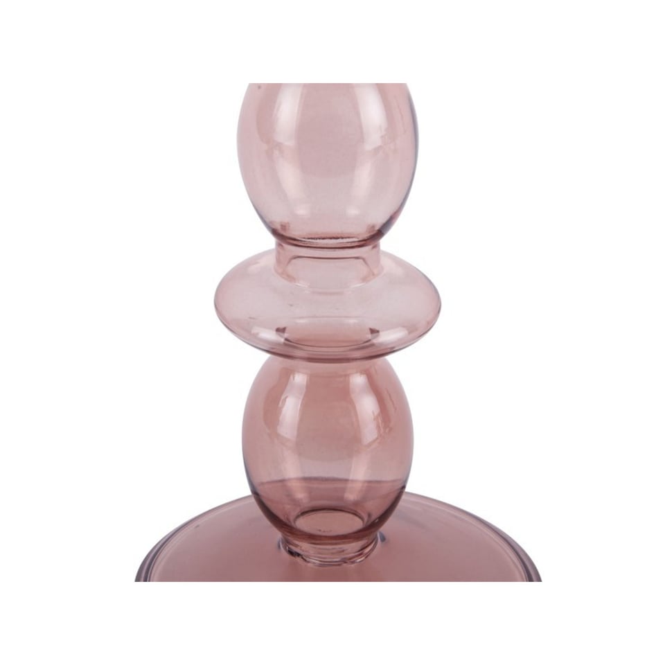 Glazen Kaarsen Kandelaar Art Bubbles Medium Roze