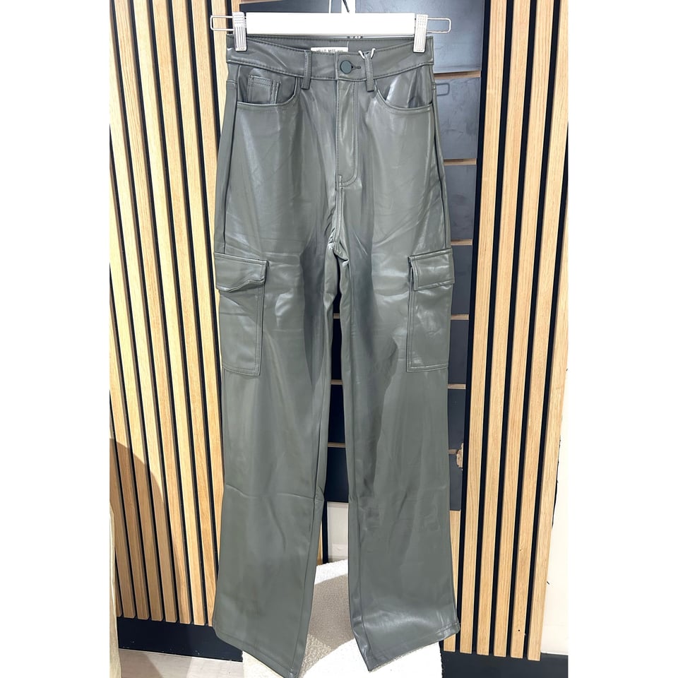 Cargo Leather pants - Earth green