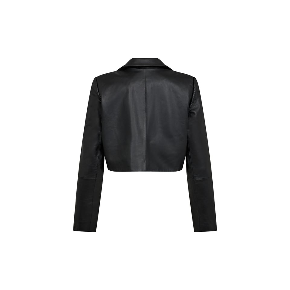 Co'Couture Phoebe Leather Crop Blazer - Black