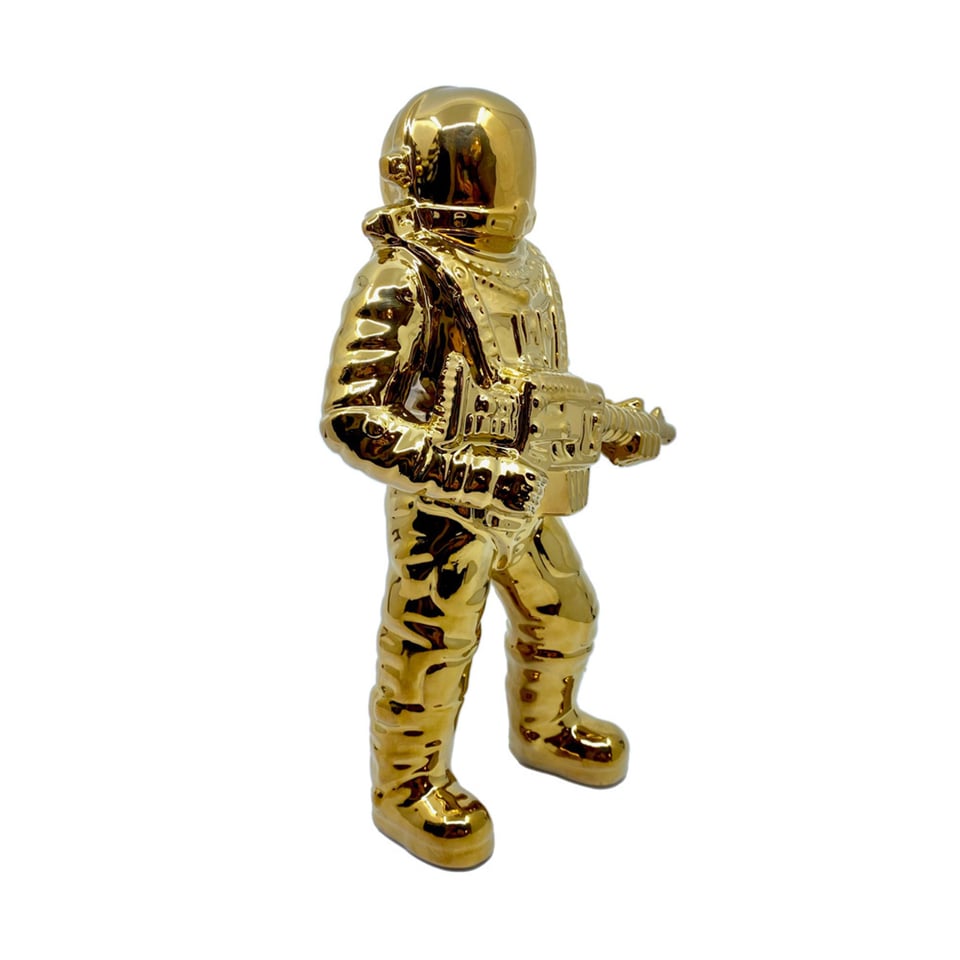 Beeld Halo Astronaut Glans Goud Keramiek 16x8x29cm