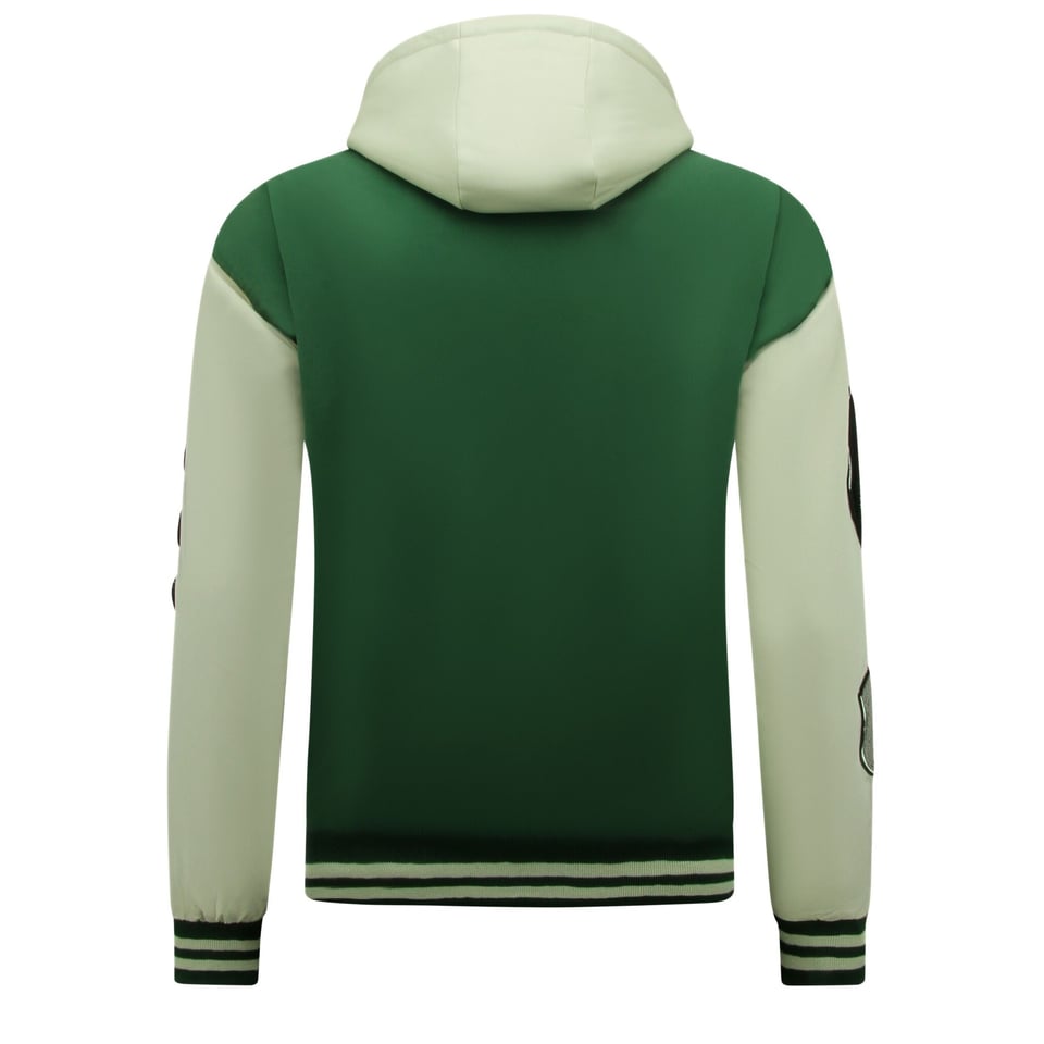 College Jack Heren Oversized Met Capuchon - 8630 - Groen