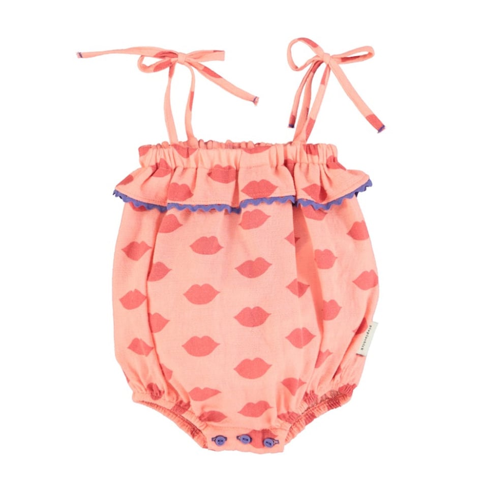 Piupiuchick Baby Romper Ruffles Pink Red Lips