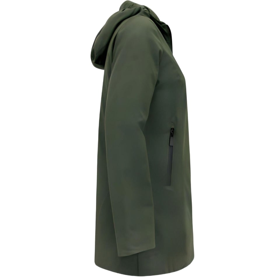 Double Face Dames Jassen Parka - Slim Fit - Groen