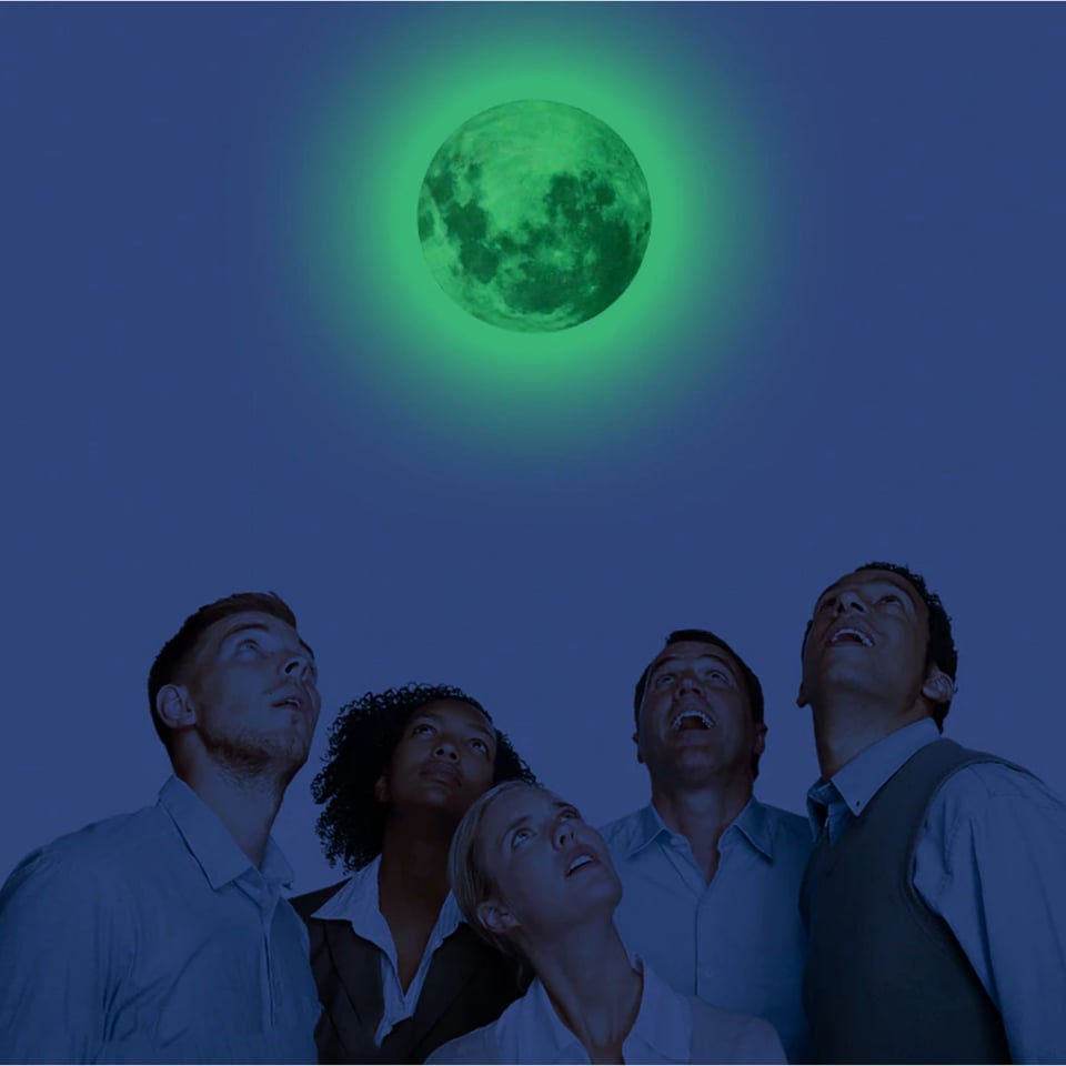 Glow in the dark muursticker MAAN 30cm /Mooie lichtgevende Maan sticker