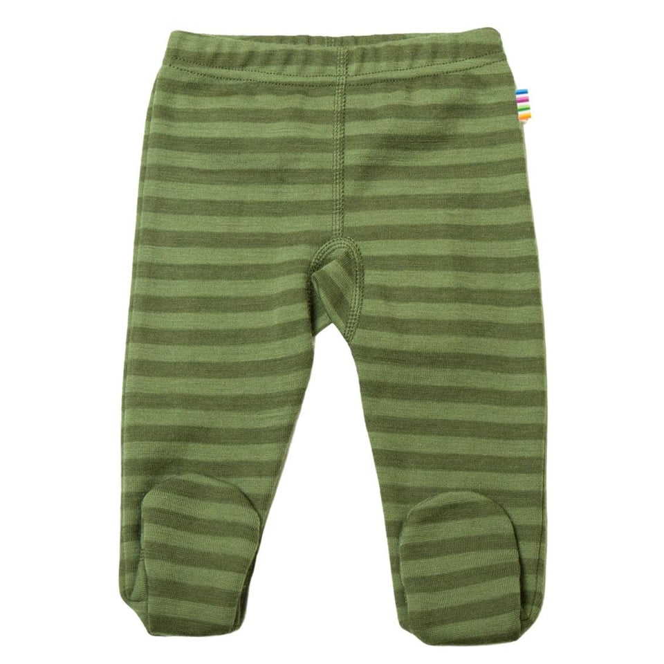 Wollen Broekje Met Voetjes - Green Stripe (Joha Outlet)