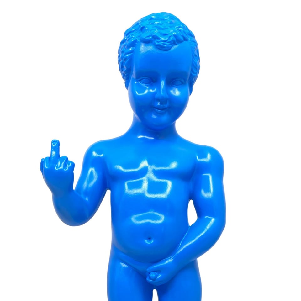 Beeldje Manneken Pis Fuck You Blauw 30cm