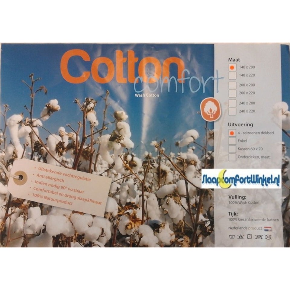 Cotton Comfort Wash Katoen 4-Seizoenen Dekbed