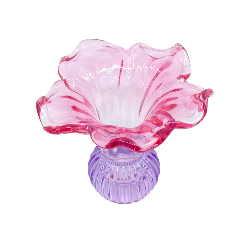 Kandelaar-Waxinehouder Bloem Roze-Lila Glas 13x12cm