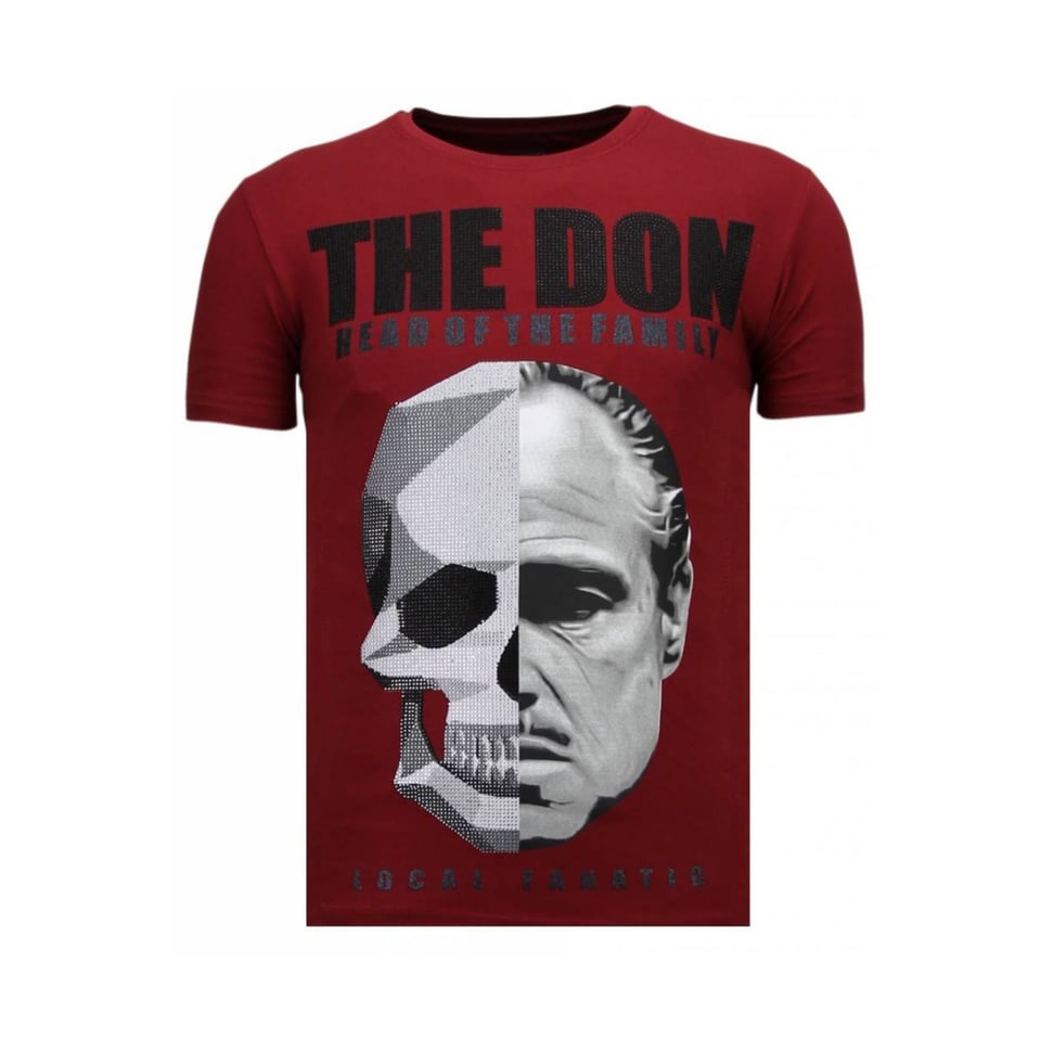 The Don Skull - Rhinestone T-Shirt - Bordeaux