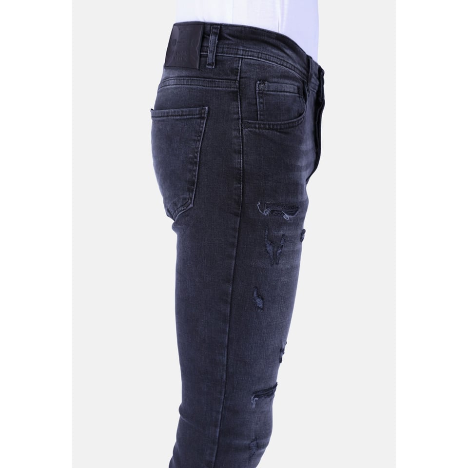 Ripped Jeans Voor Mannen Slim Fit Met Stretch - 1104 - Zwart