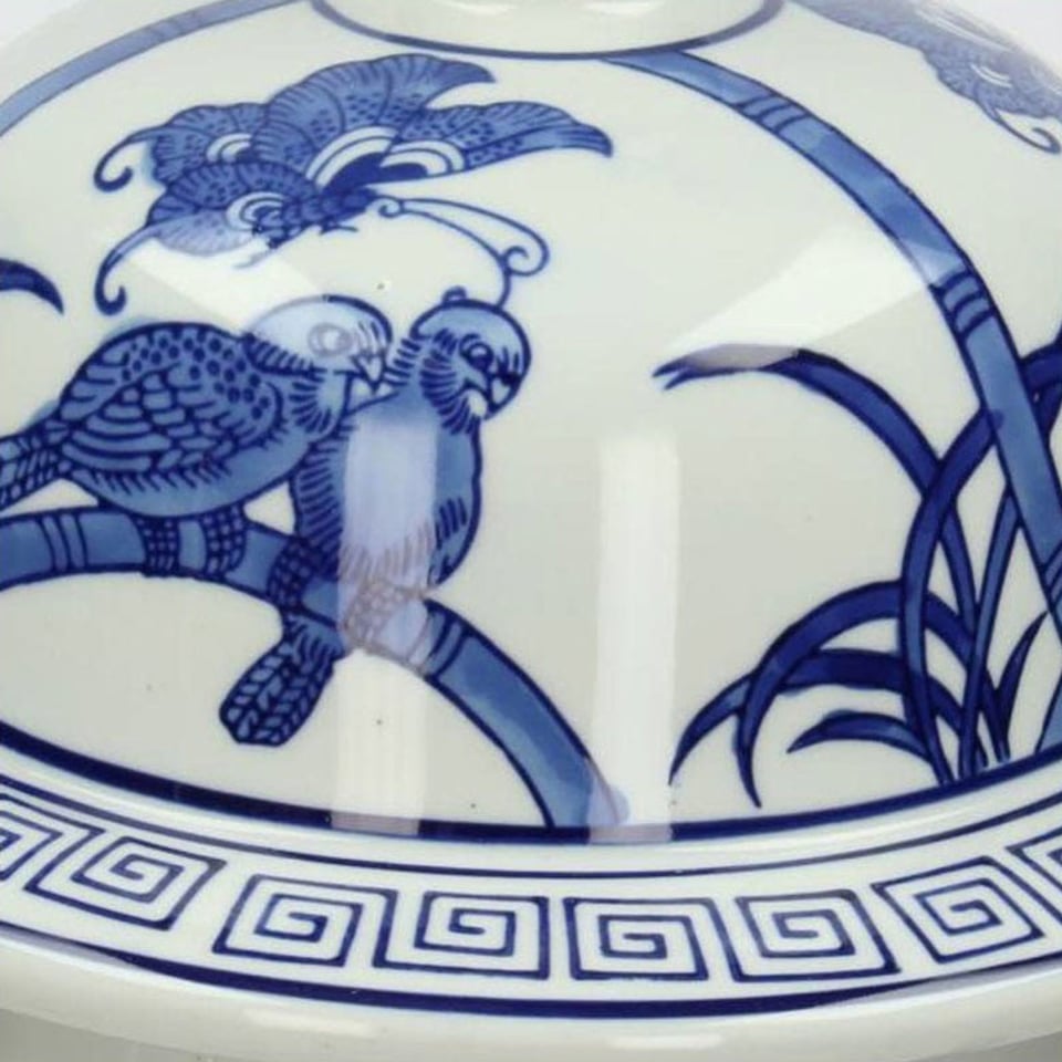 Pot Met Deksel Chinees Porselein Blauw Wit H61cm