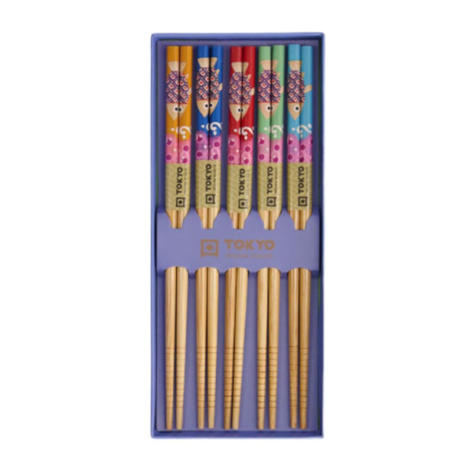 Chopsticks Blue Lotus Set/5 in Cadeau Doos