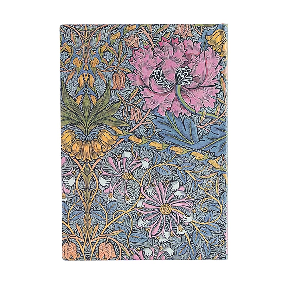 Paperblanks 18 months diary midi softcover Morris Pink Honeysuckle 2025-2026