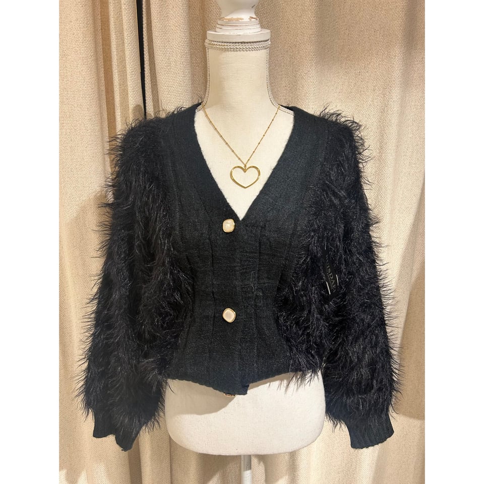 Fluffy vestje - Glitter - Black - Onesize