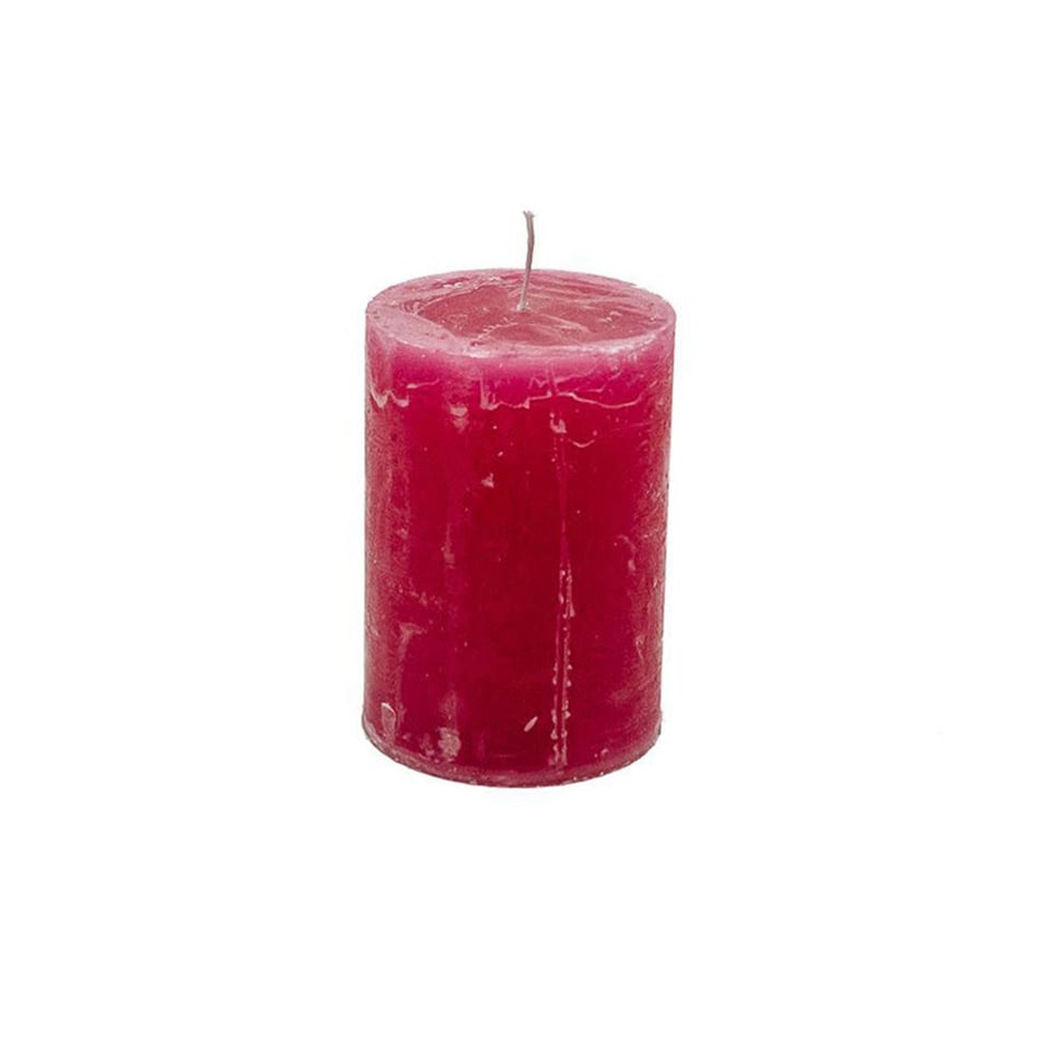 Branded Blok Kaars Fuchsia Roze 7x10cm