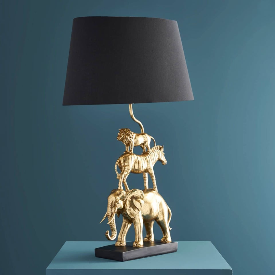 Tafel Lamp Safari Goud Zwart 44x71cm Set Met Kap
