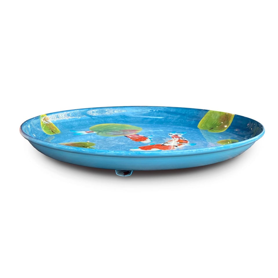 Schaal Koi Karpers Blauw Multicolor Metaal 41x4cm