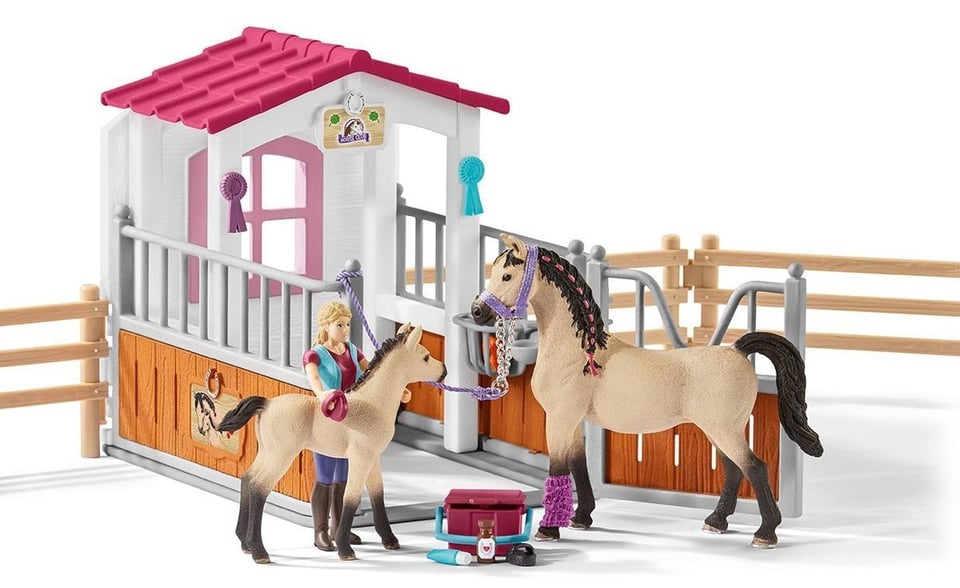Schleich Horse Club - Paardenbox Met Arabische Paarden Met Een Verzorgster