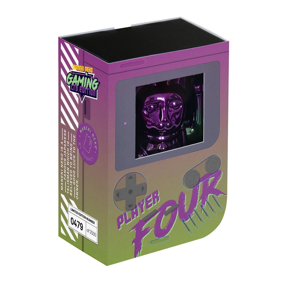 Lucky Cat -Gaming Player 4- Shiny Purple-Green 10x15cm