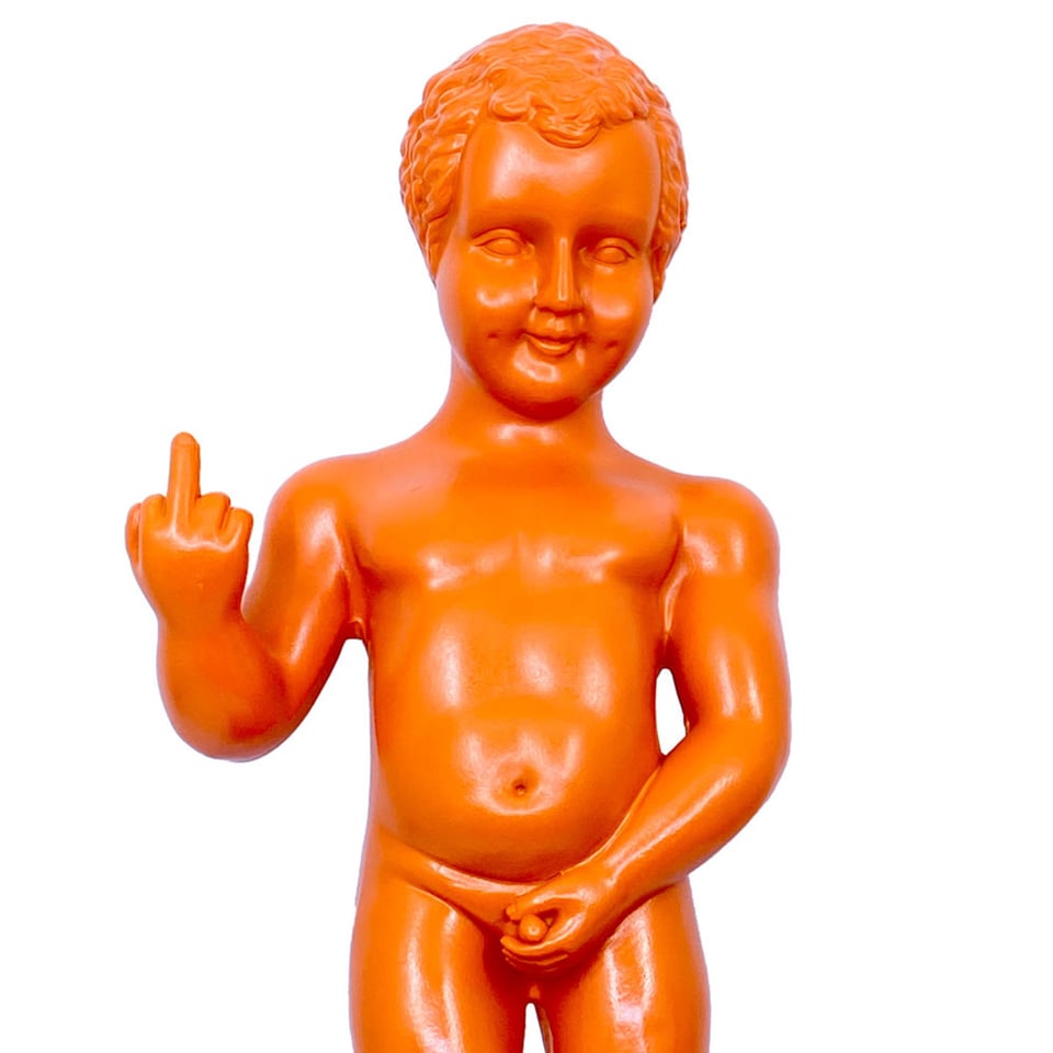 Beeldje Manneke Pis F*ck You Oranje 30cm