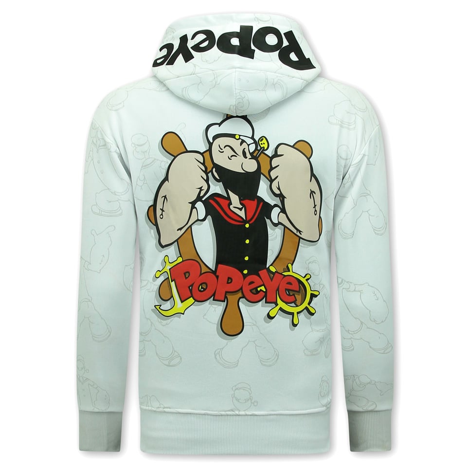 Hoodie Heren Met Capuchon - Popeye - Wit