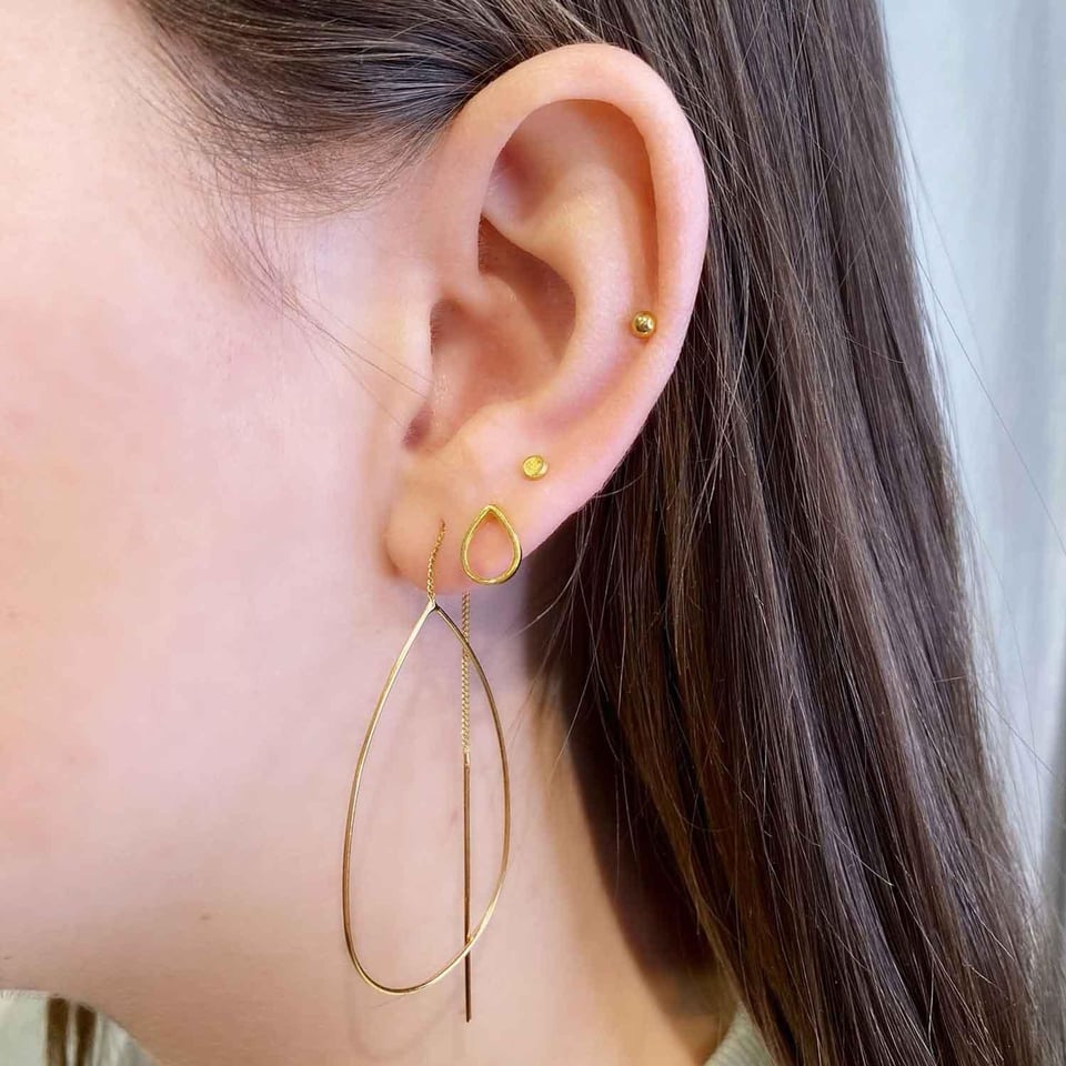 Gold Plated Hanging Earrings with Droplets