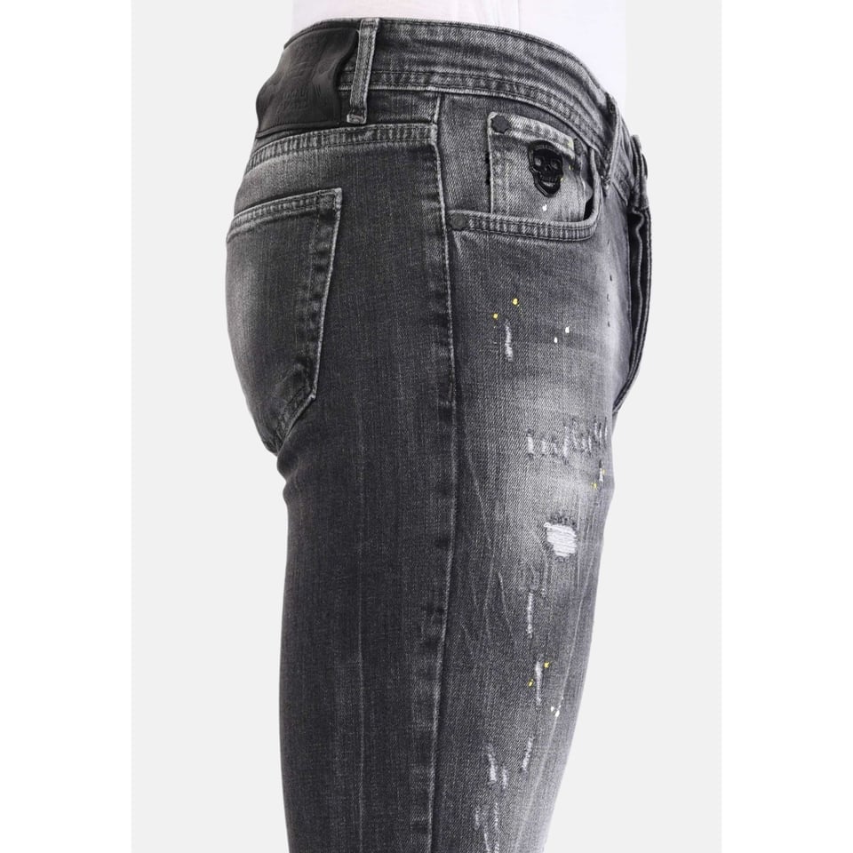Slim Fit Heren Jeans Met Gaten - 1055 - Grijs
