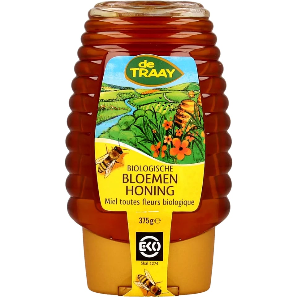 Traay Bio Knijpfles Bloemenhoning 375gr 375